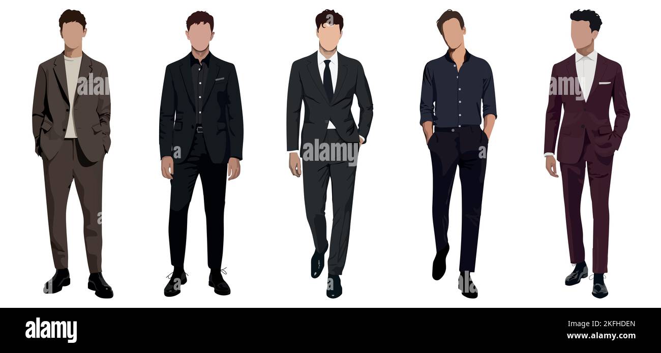 Set of businessmen on a white background in business suits in a flat ...