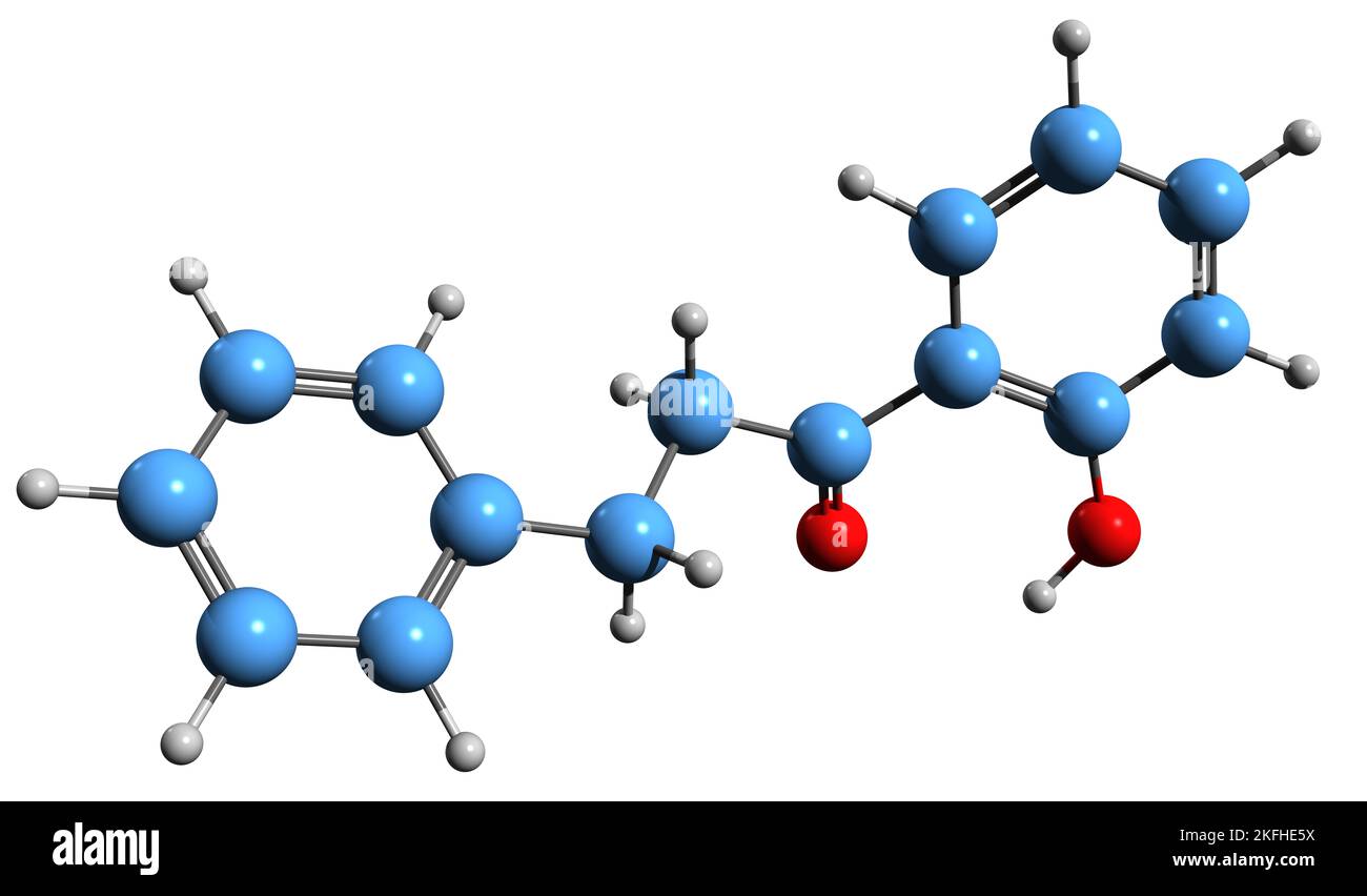 3D image of 2Hydroxychalcone skeletal formula molecular chemical