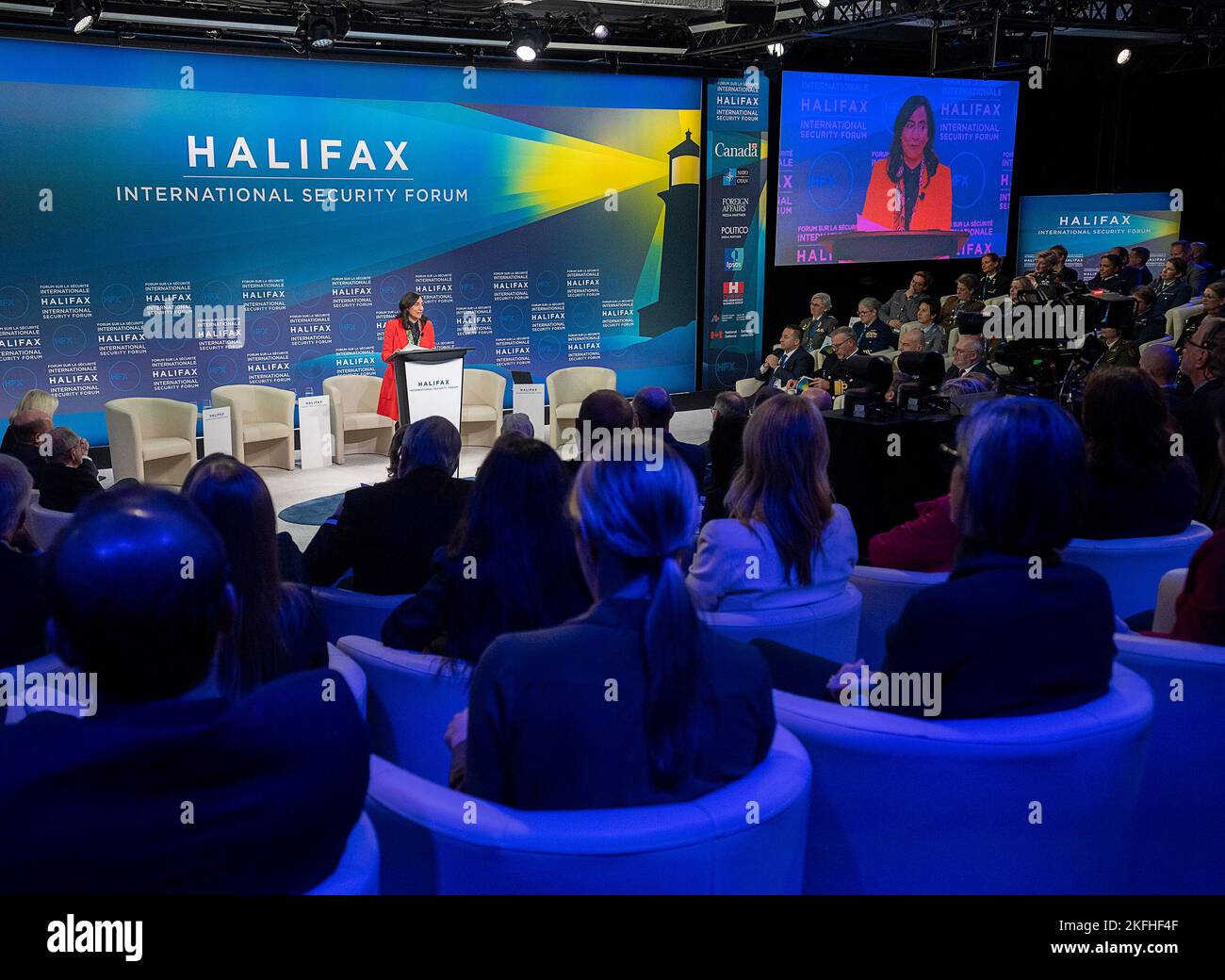 Defence Minister Anita Anand addresses the opening session at the