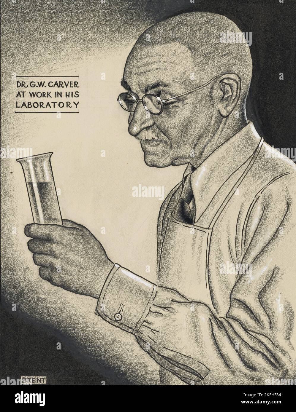 Dr. G.W. Carver at Work in His Laboratory, ca.1935 - 1943. Stock Photo