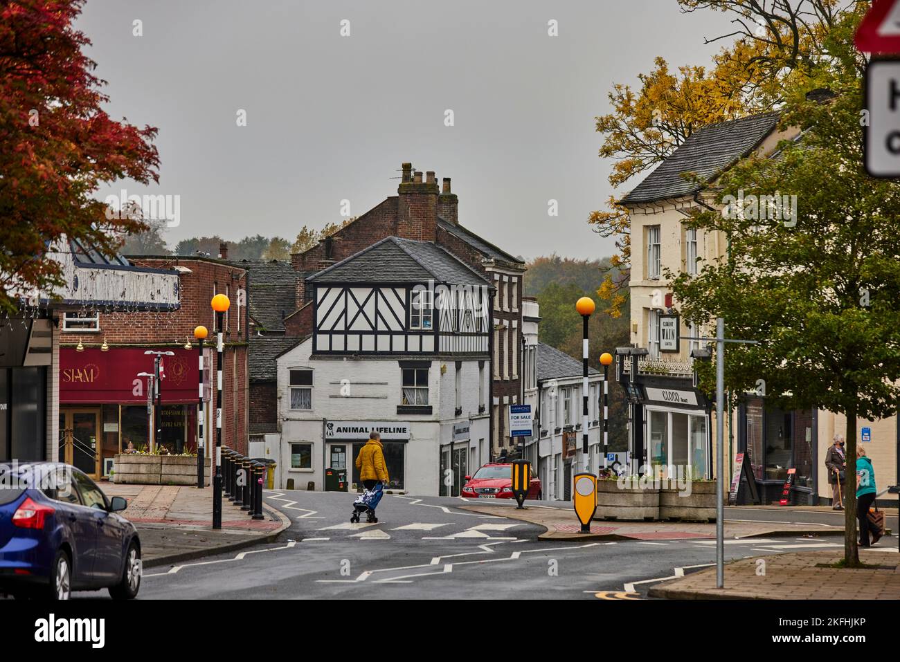 Town centre of Newcastle-under-Lyme in Staffordshire, England Merrial Street Stock Photo