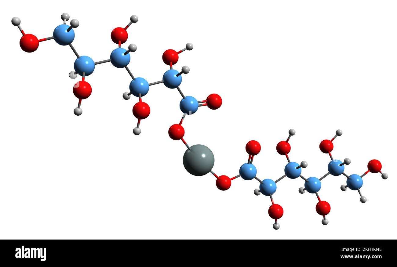 3D image of ferrous gluconate skeletal formula molecular chemical