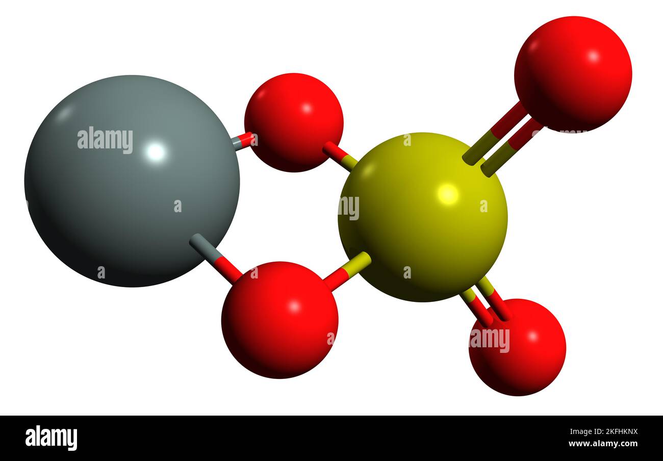 3D image of Iron II sulfate skeletal formula molecular chemical
