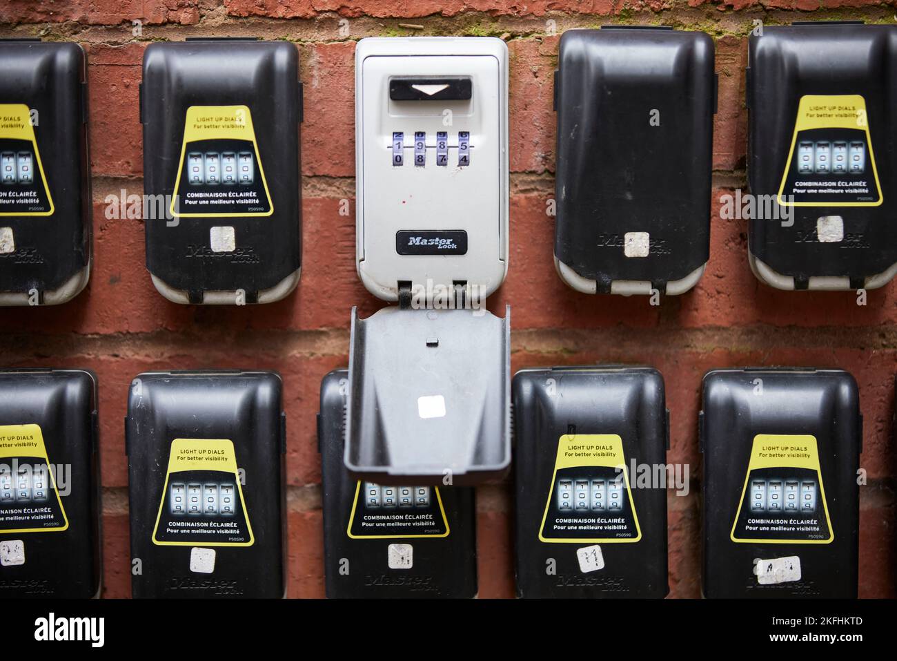 Collection of Master Lock water resistant combination safes on a