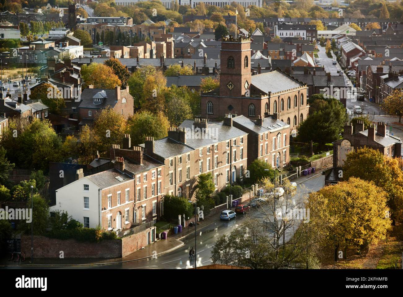 All Saints Parish and Irvine Street, Edge Hill, Liverpool Stock Photo