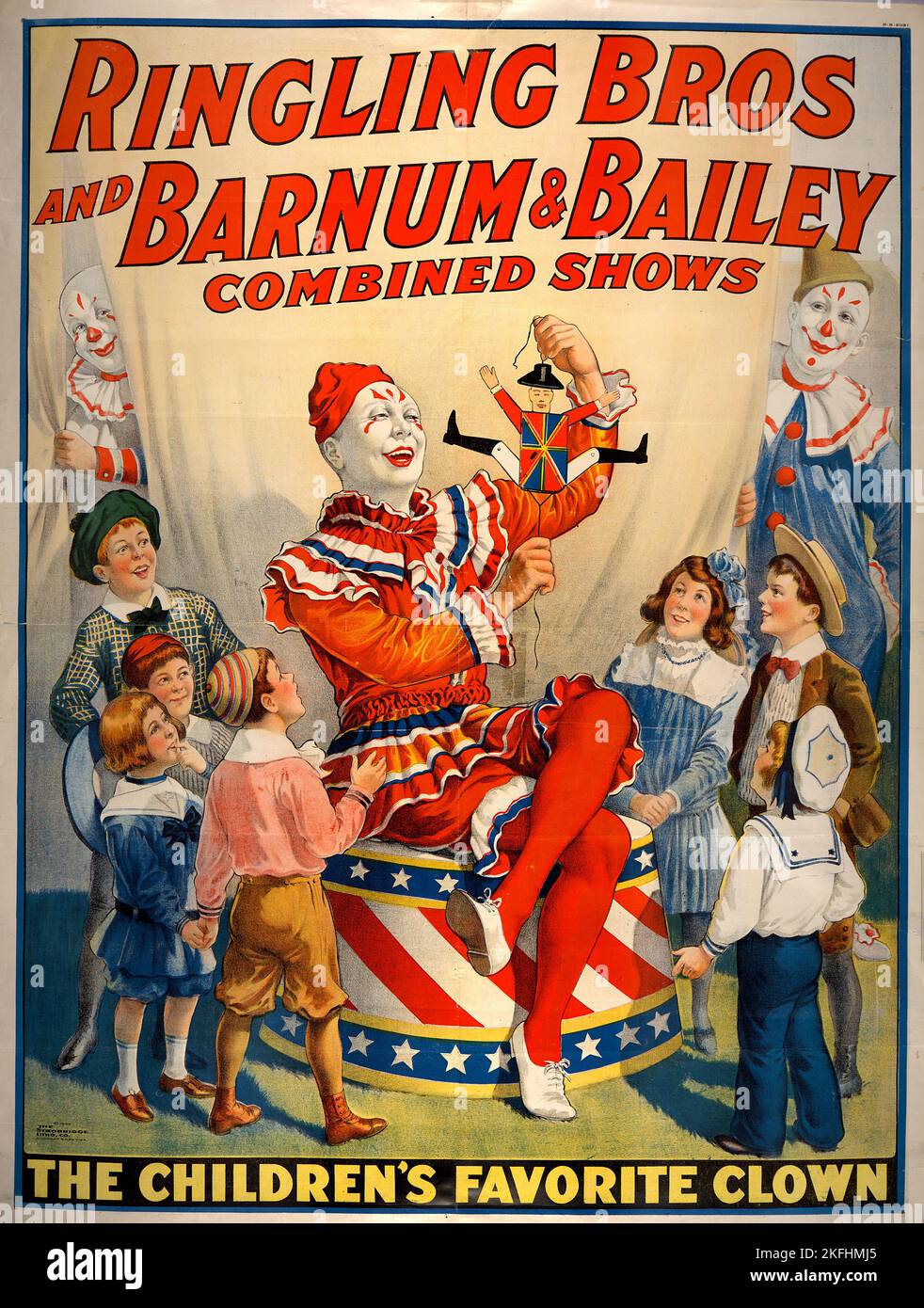 Ringling Bros and Barnum &amp; Bailey combined shows circus poster, c1920. [Publisher: Strobridge Litho Co.; Place: Cincinnati [Ohio]] Stock Photo