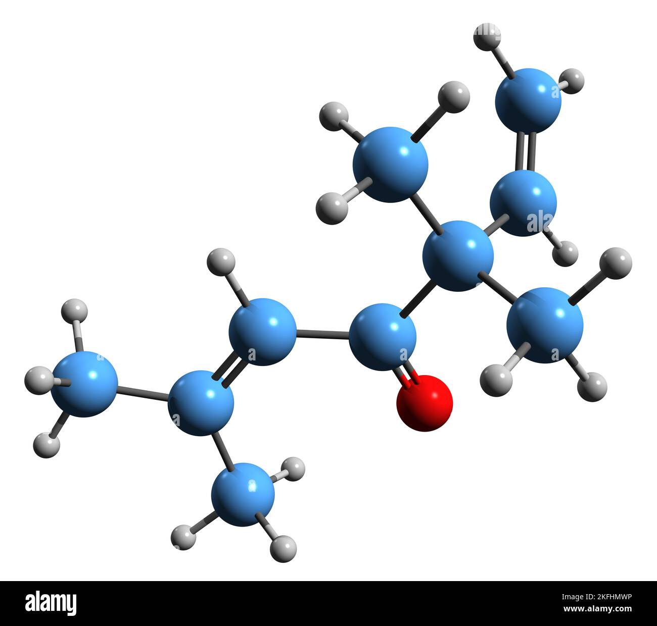 3D image of isoartemisia ketone skeletal formula - molecular chemical structure of  sesquiterpene isolated on white background Stock Photo