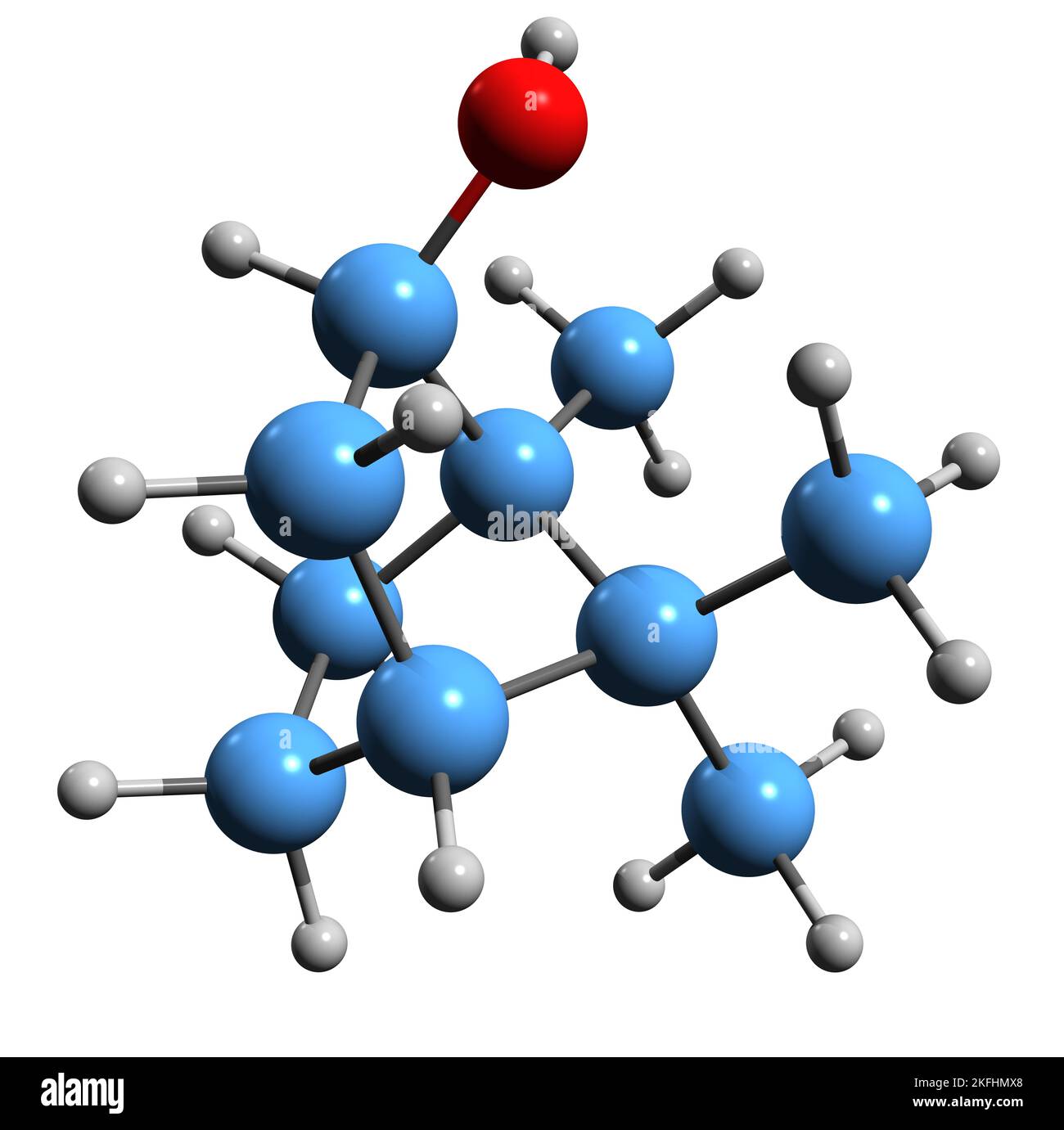 3D image of Isoborneol skeletal formula - molecular chemical structure of Isobornyl alcohol isolated on white background Stock Photo