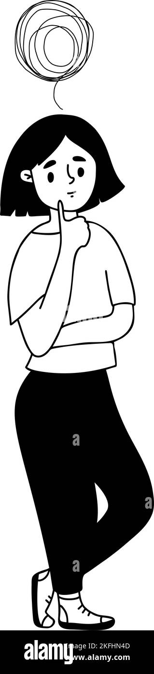 https://c8.alamy.com/comp/2KFHN4D/thinking-person-thoughtful-cute-girl-confused-thoughts-problems-and-find-solution-vector-illustration-linear-hand-drawn-doodle-psychological-2KFHN4D.jpg