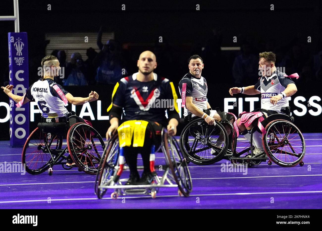 England's Jack Brown (left) and teammates celebrate victory in the