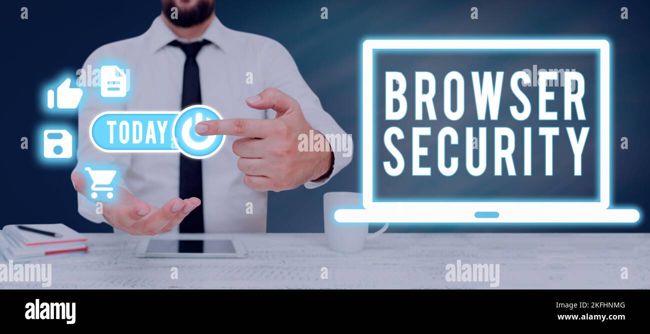 Text caption presenting Browser Security, Business idea security to web browsers in order to protect networked data Stock Photo