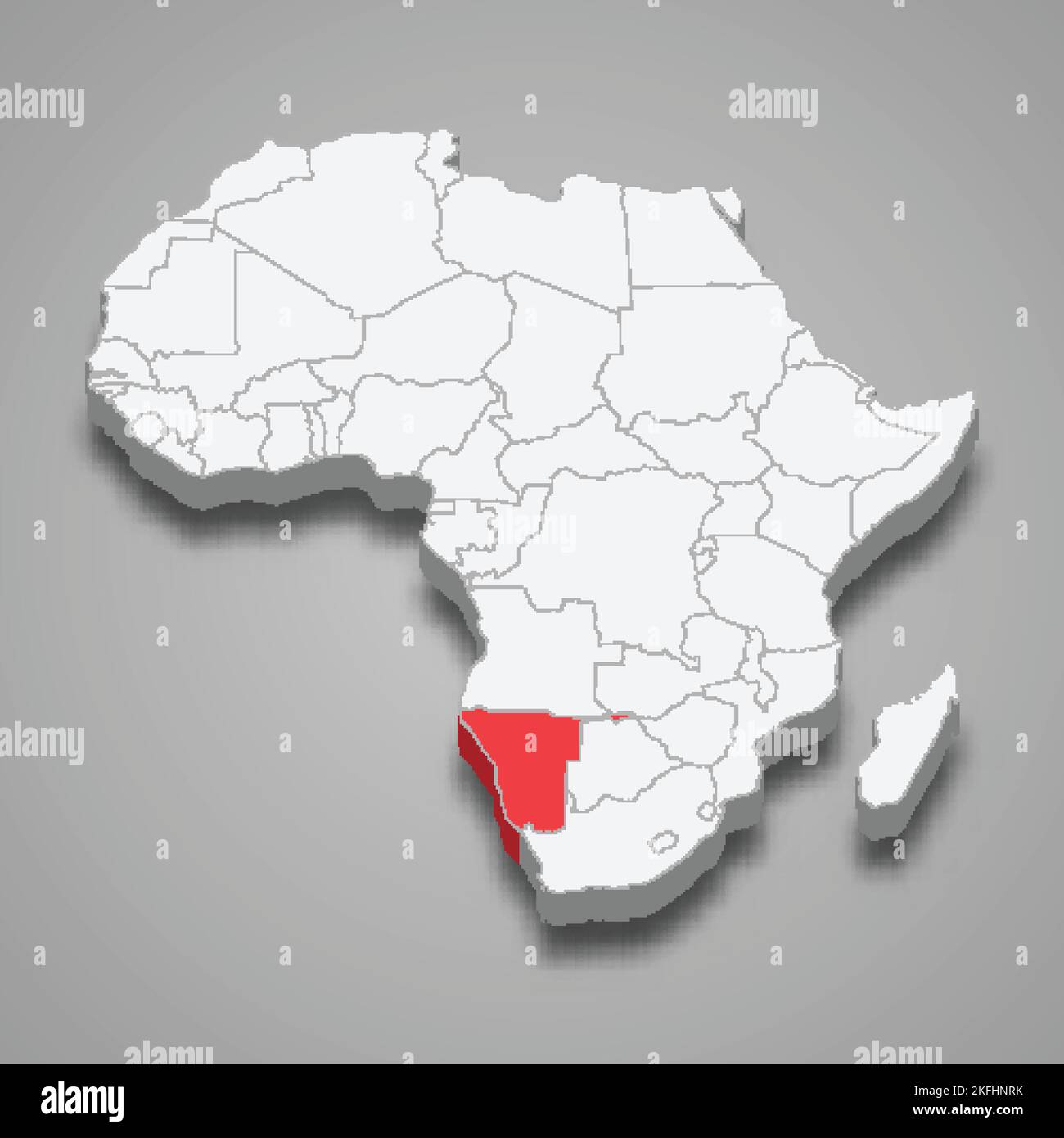 Namibia country location within Africa. 3d isometric map Stock Vector