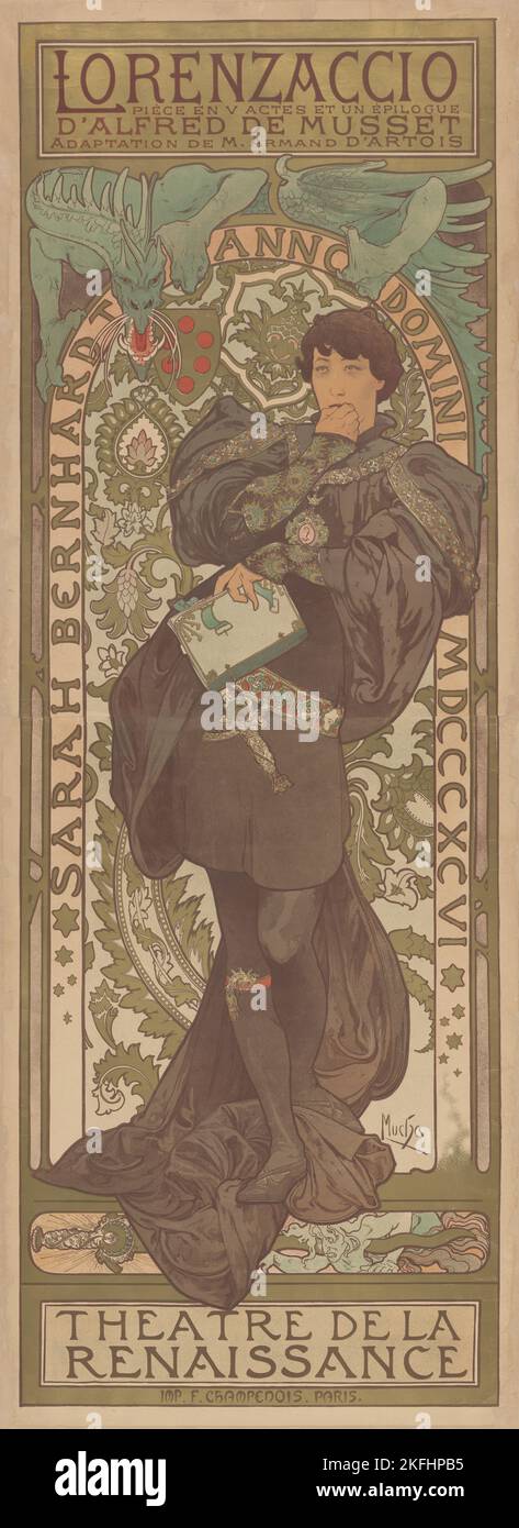Sarah Bernhardt in Lorenzaccio, Theatre de la Renaissance, c1896 ...