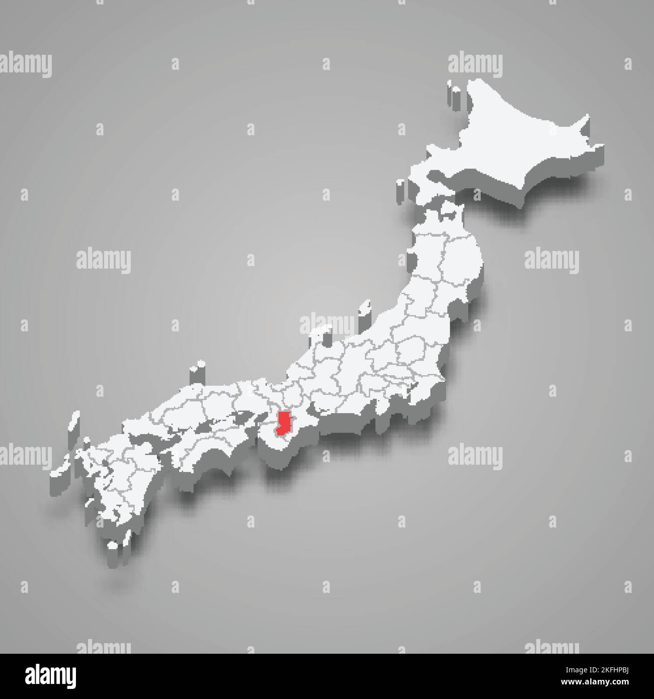 Nara region location within Japan 3d isometric map Stock Vector Image ...
