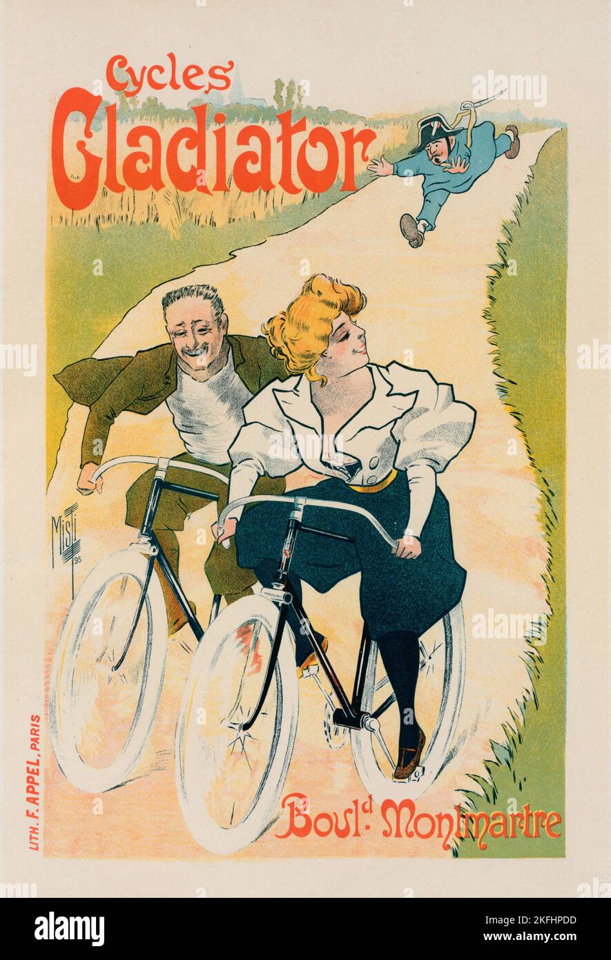 Affiche pour les &quot;Cycles Gladiator&quot;., c1897. [Publisher: Imprimerie Chaix; Place: Paris] Stock Photo