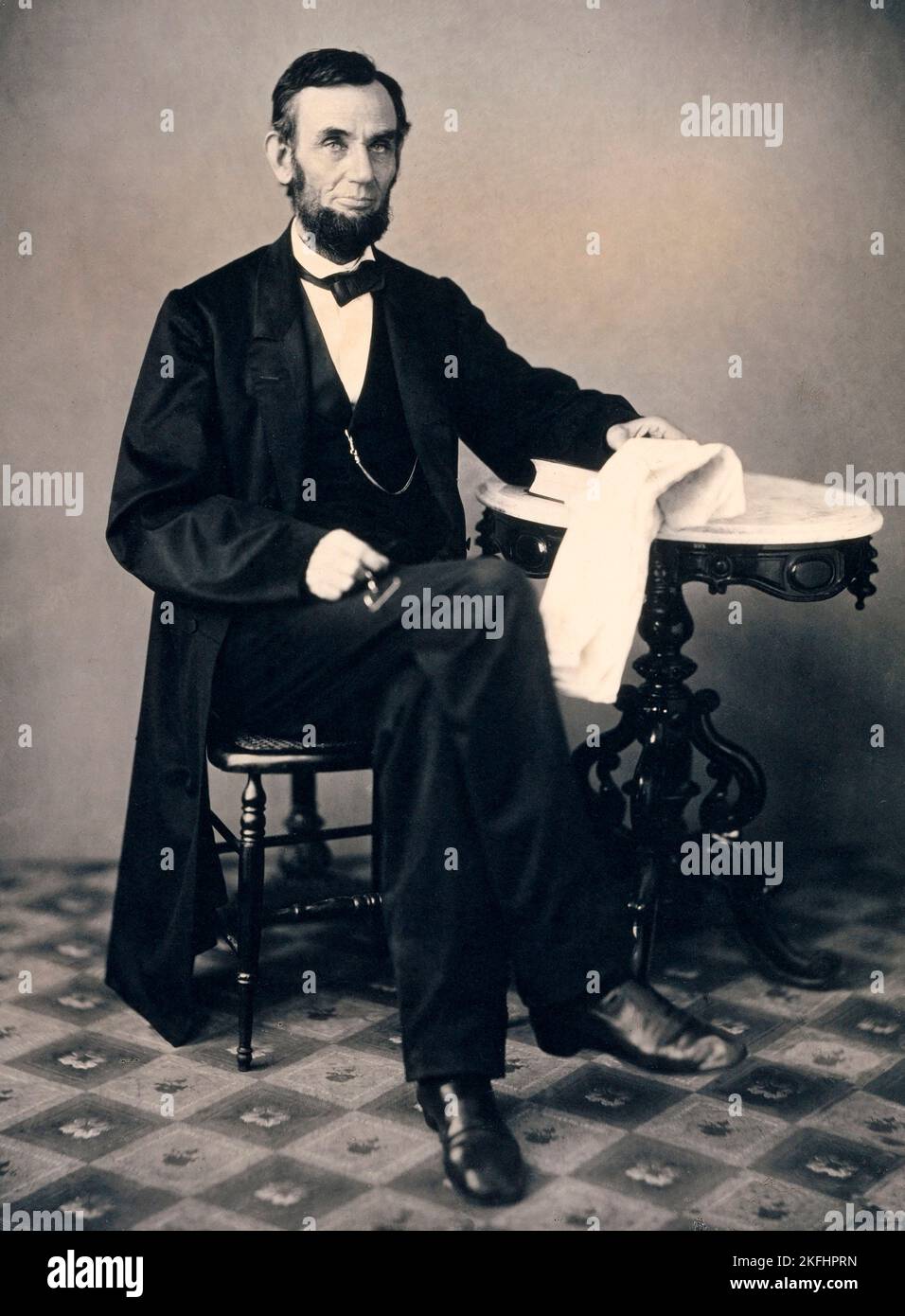 Portrait of Abraham Lincoln by Alexander Gardner in 1863 Stock Photo
