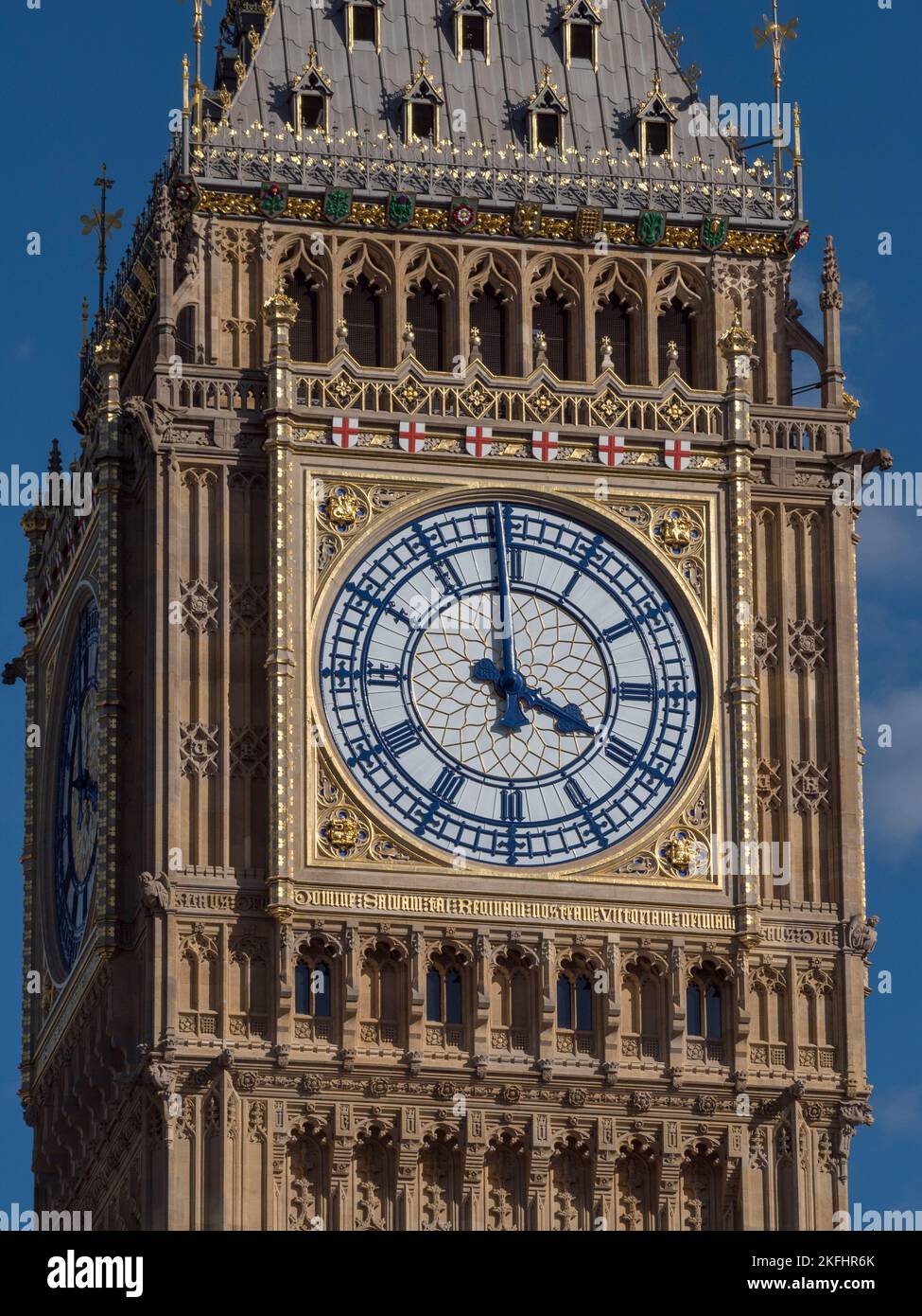 The Elizabeth Tower (sometimes called Big Ben) at the Palace of Westminster, London, UK after renovation (October 2022) Stock Photo