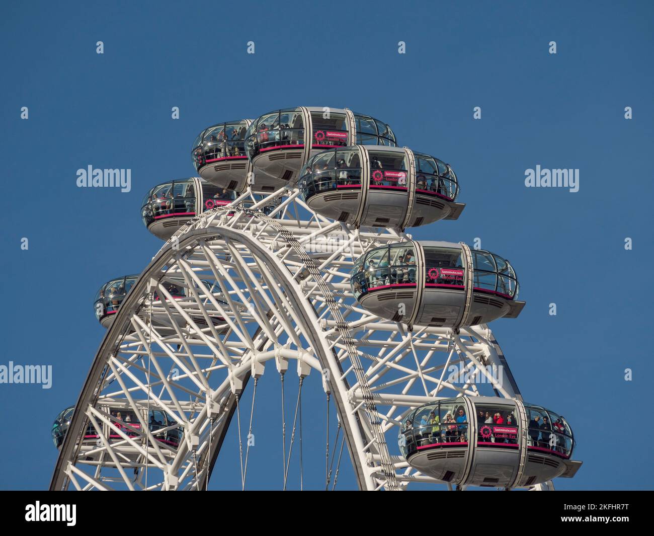 Close up view of the passenger pods on the London Eye, London, UK. Stock Photo