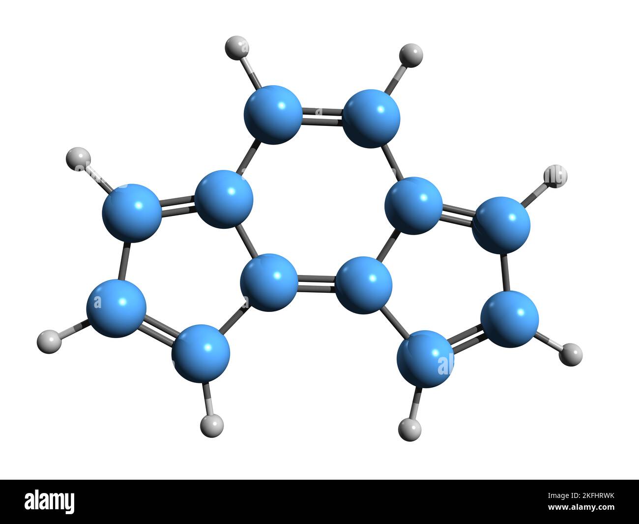 3D image of As-indacene skeletal formula - molecular chemical structure of tricyclic-fused hydrocarbon isolated on white background Stock Photo