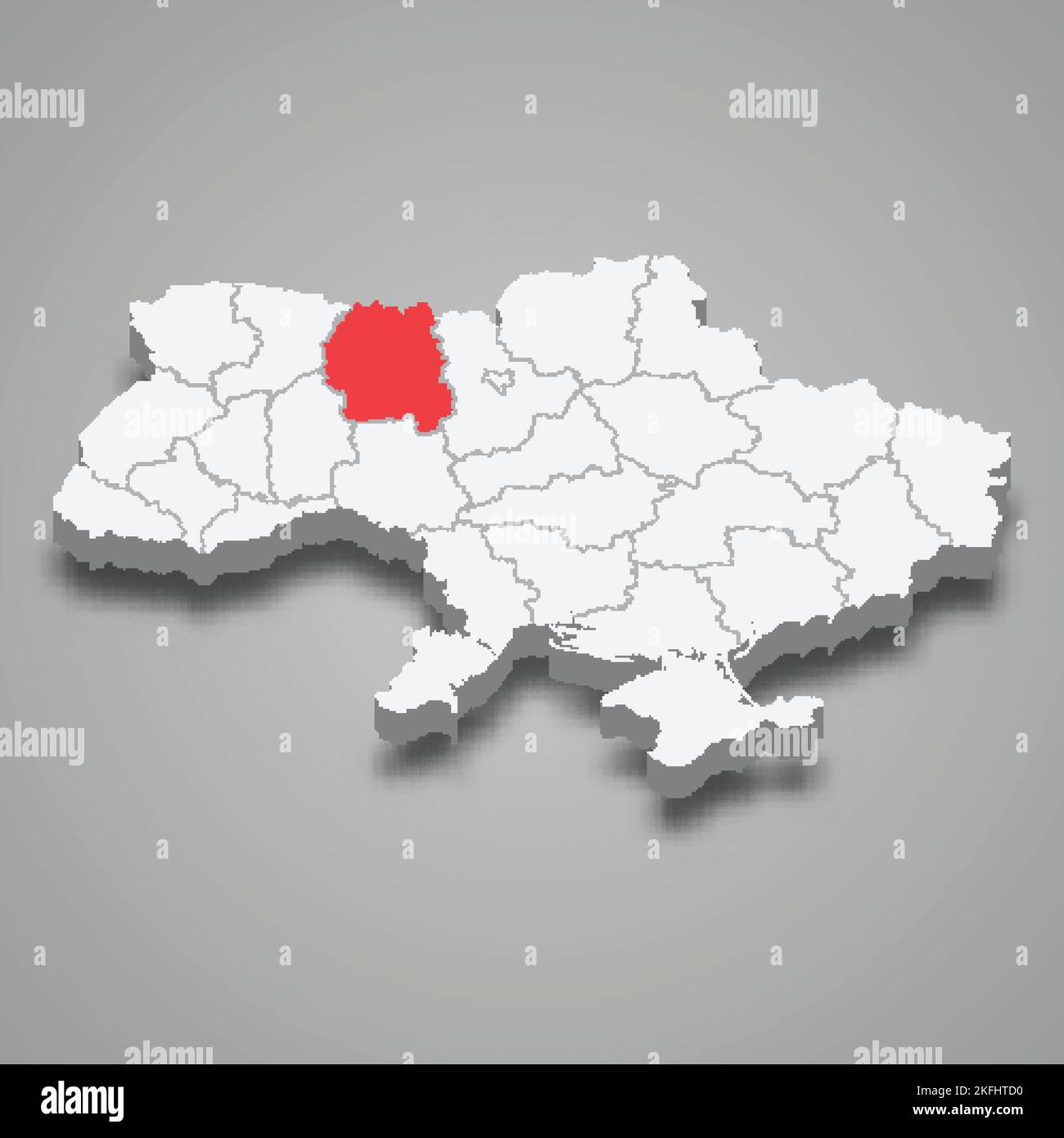Zhytomyr Oblast. Region location within Ukraine 3d isometric map Stock Vector
