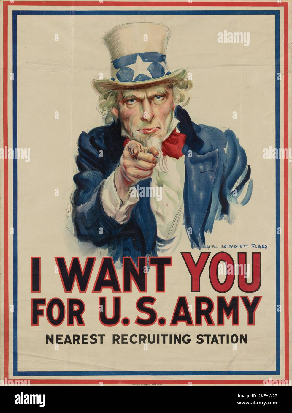 I want you for U.S. Army : nearest recruiting station, [Recto], 1917. [Publisher: Leslie-Judge Co.; Place: New York] Stock Photo