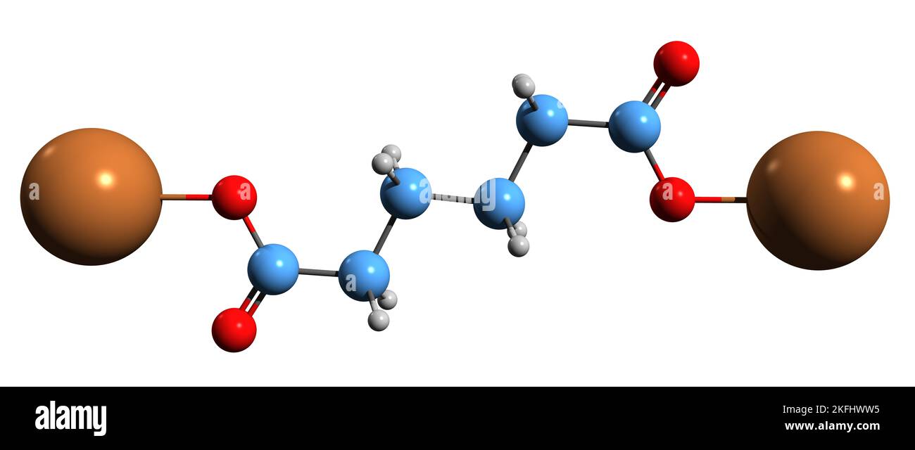 3D image of Potassium adipate skeletal formula molecular chemical structure of food additive