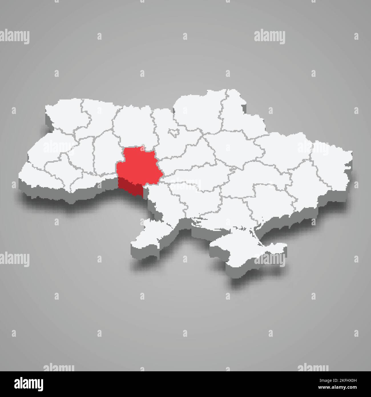 Vinnytsia Oblast. Region location within Ukraine 3d isometric map Stock Vector