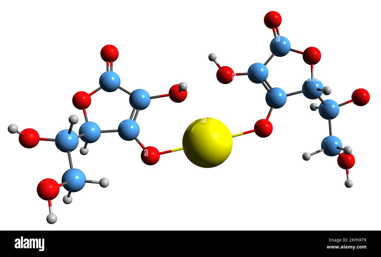 3D image of Calcium ascorbate skeletal formula molecular chemical