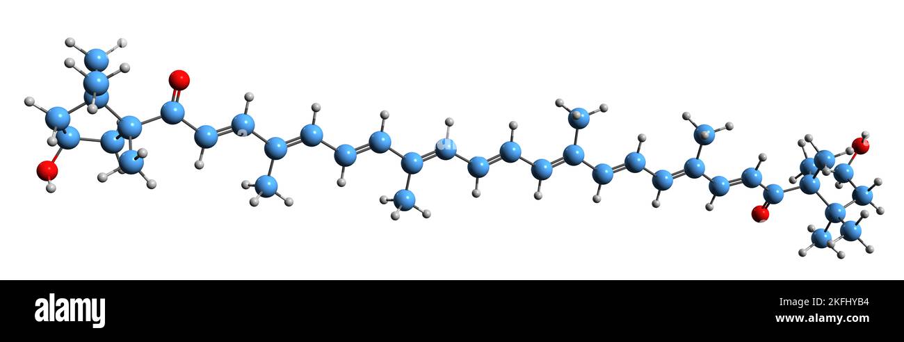 3D image of  capsorubin skeletal formula - molecular chemical structure of paprika phytochemical isolated on white background Stock Photo