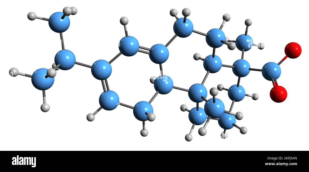 3D image of Levopimaric acid skeletal formula - molecular chemical structure of diterpene resin acid isolated on white background Stock Photo