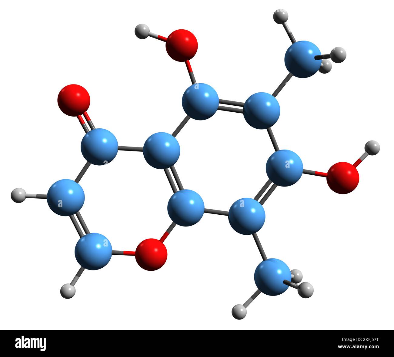 3D image of Leptorumol skeletal formula - molecular chemical structure of  chromone isolated on white background Stock Photo