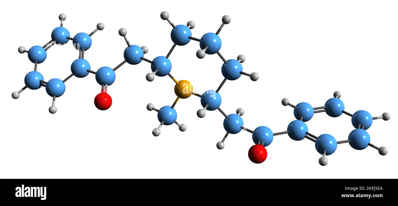 3D image of Lobelanidine skeletal formula - molecular chemical structure of pyridine alkaloid isolated on white background Stock Photo