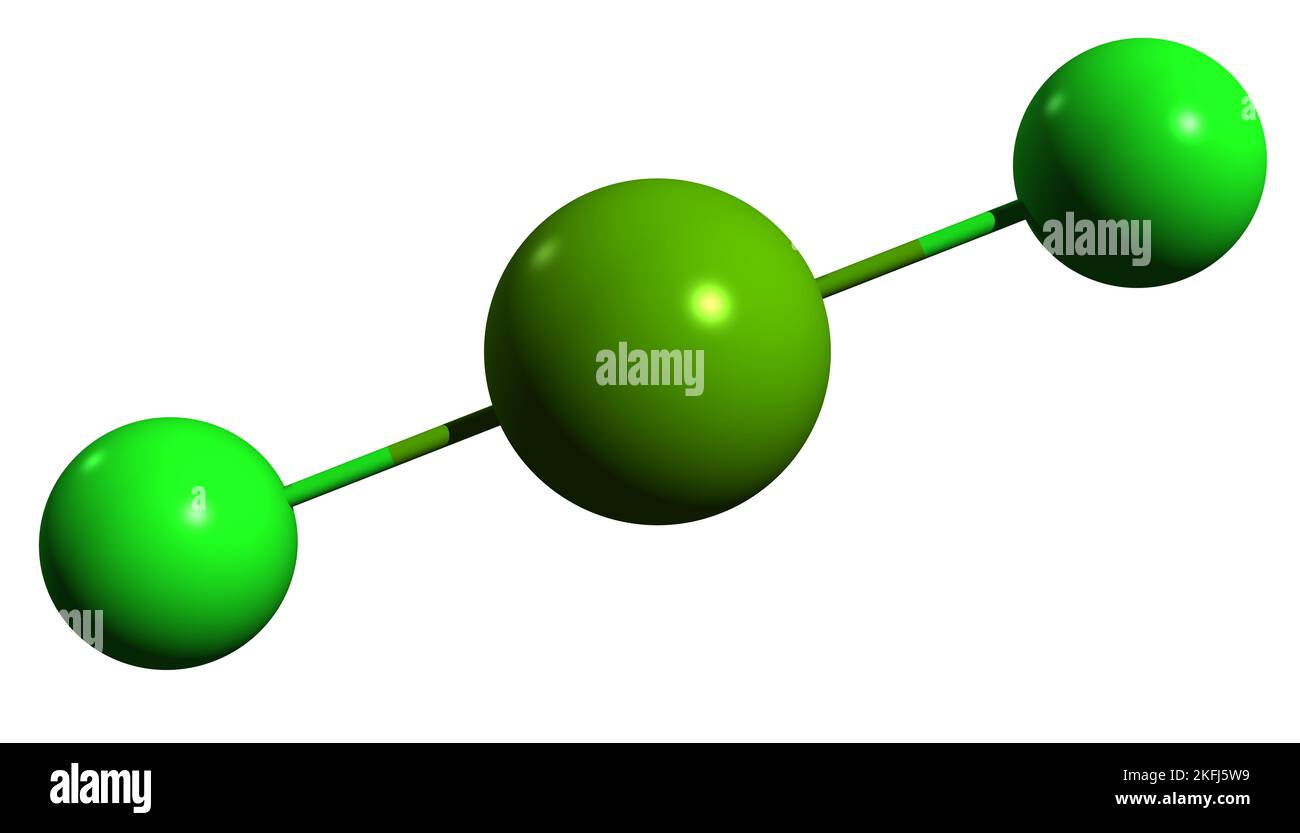 3D image of Magnesium chloride skeletal formula - molecular chemical structure of inorganic chemical compound  isolated on white background Stock Photo