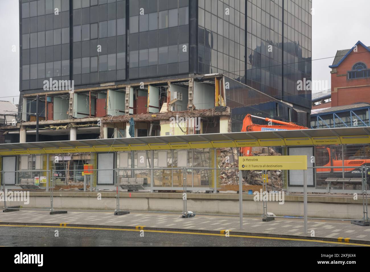 Demolition of the multistory car park in Rochdale Wheatsheaf centre