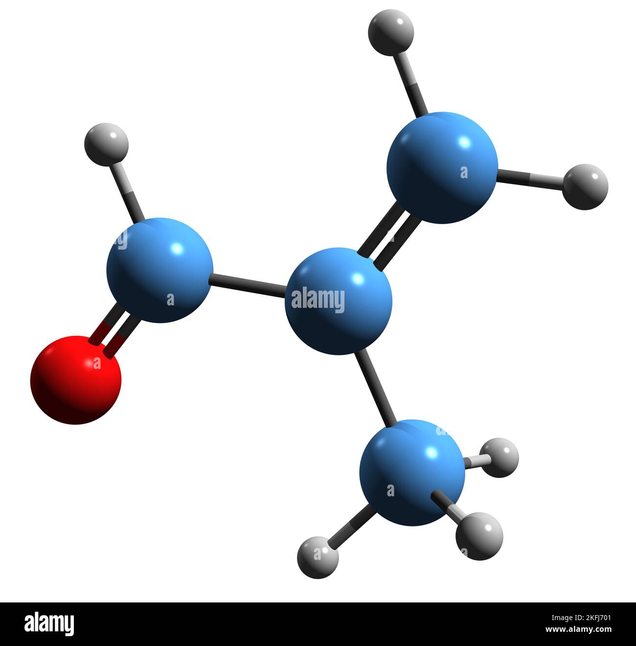 3D image of Methylpropenal skeletal formula - molecular chemical ...