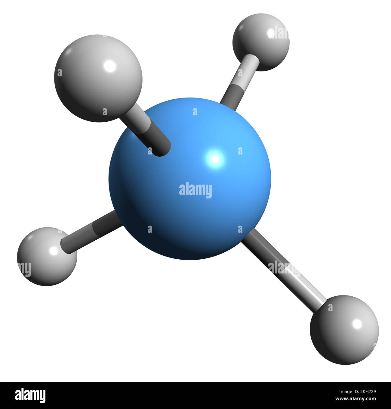 3D image of Methane skeletal formula - molecular chemical structure of Marsh gas isolated on white background Stock Photo