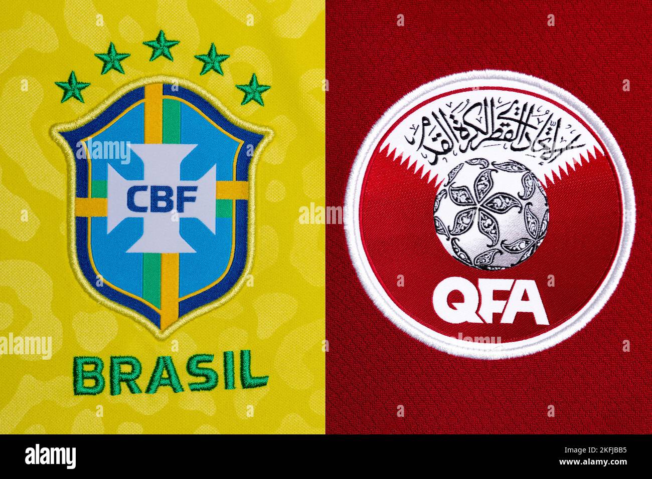 LONDON, UK - July 2023: Brazil national football team logo badge on a  soccer ball. 3D Rendering Stock Photo - Alamy