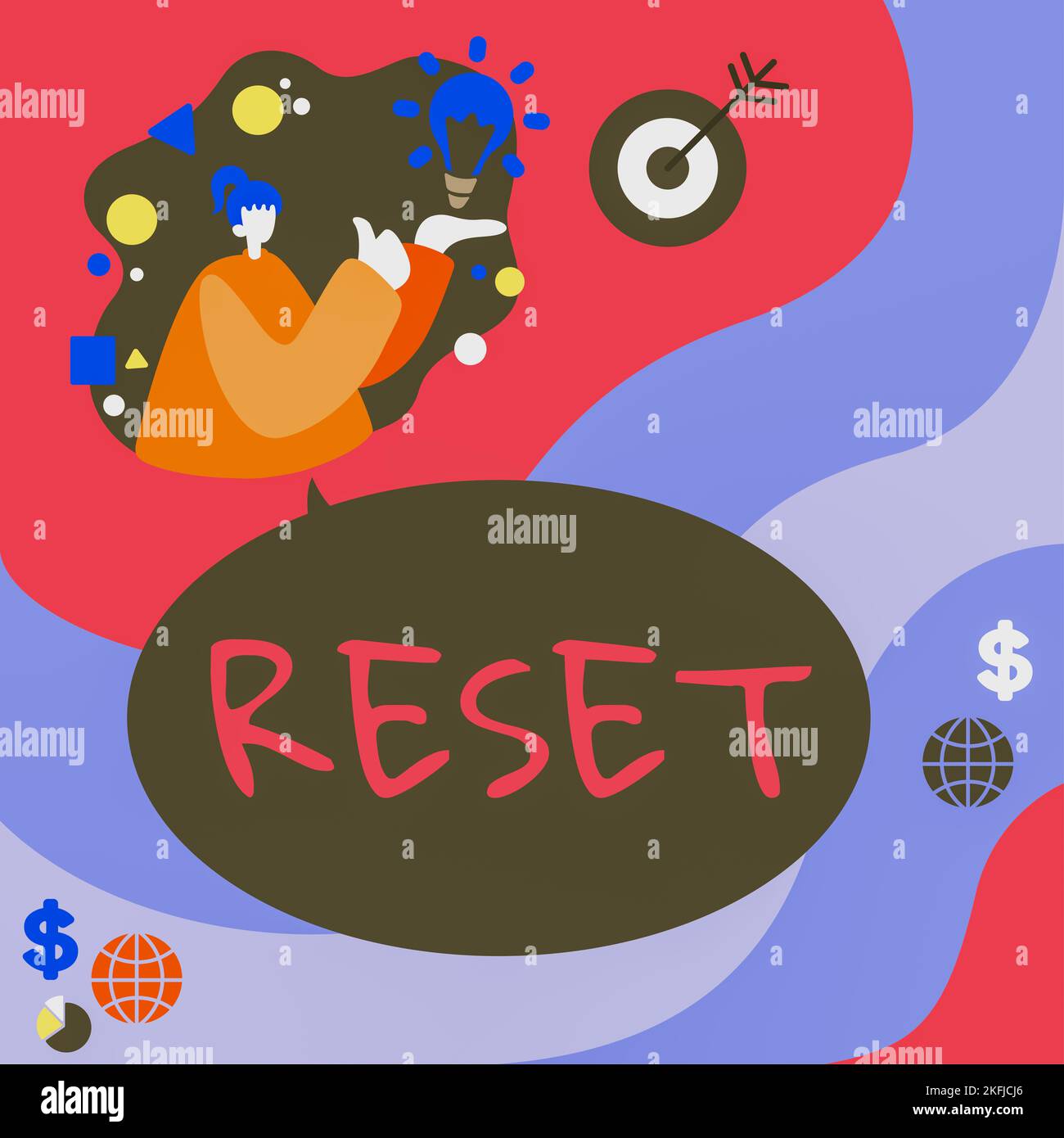 Text caption presenting Reset. Conceptual photo cause device return to its factory mode Set