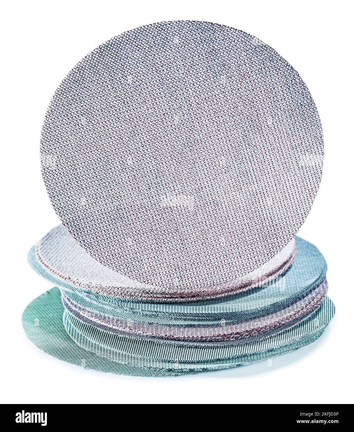abrasive tools adhesive dustless sanding discs stack with randoms grits isolated Stock Photo