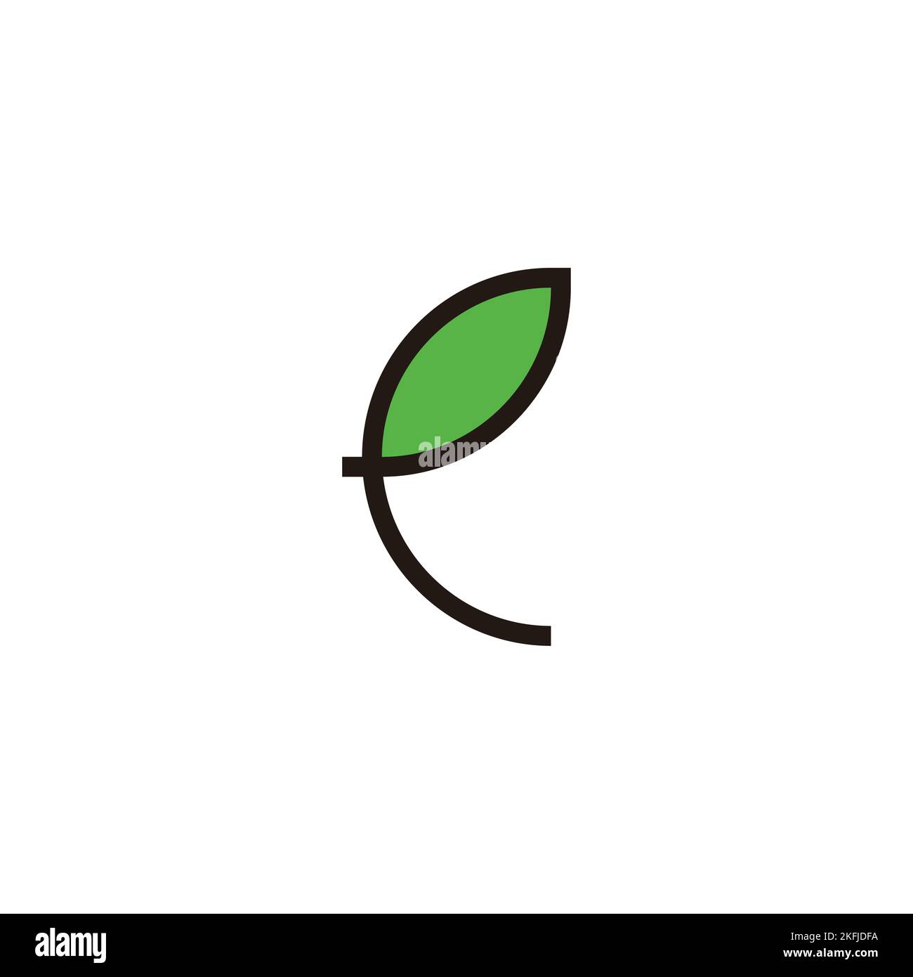 Letter e leaf, linear geometric symbol simple logo vector Stock Vector