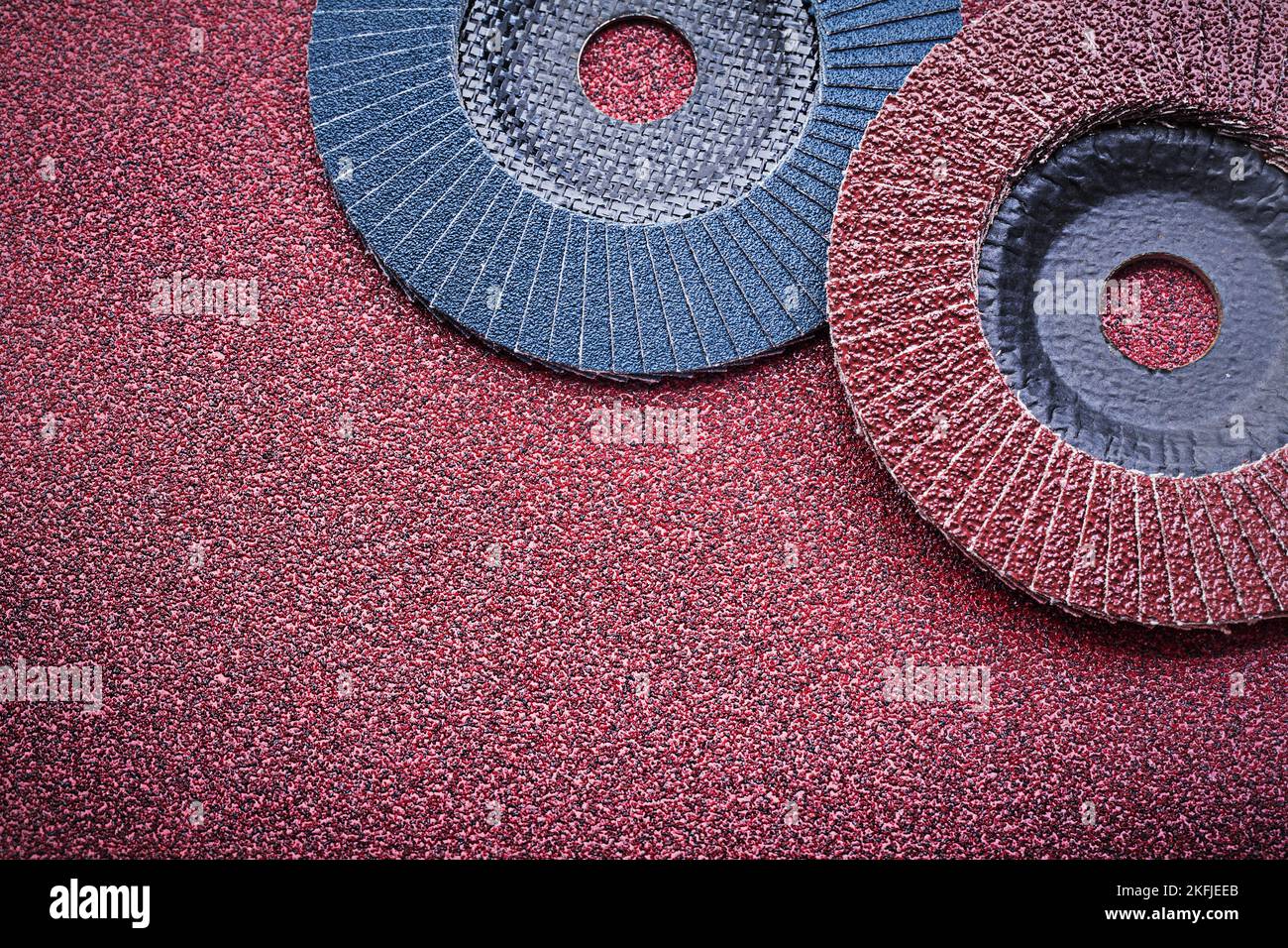 Flap grinding wheels on sandpaper directly above Stock Photo Alamy