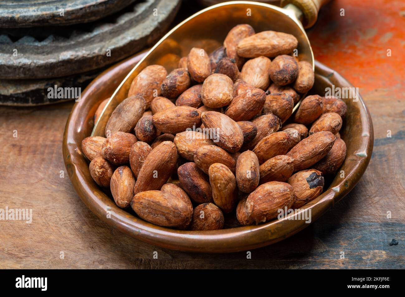 Cocoa or cacao beans, used in hot chocolate drink, chocolate, butter