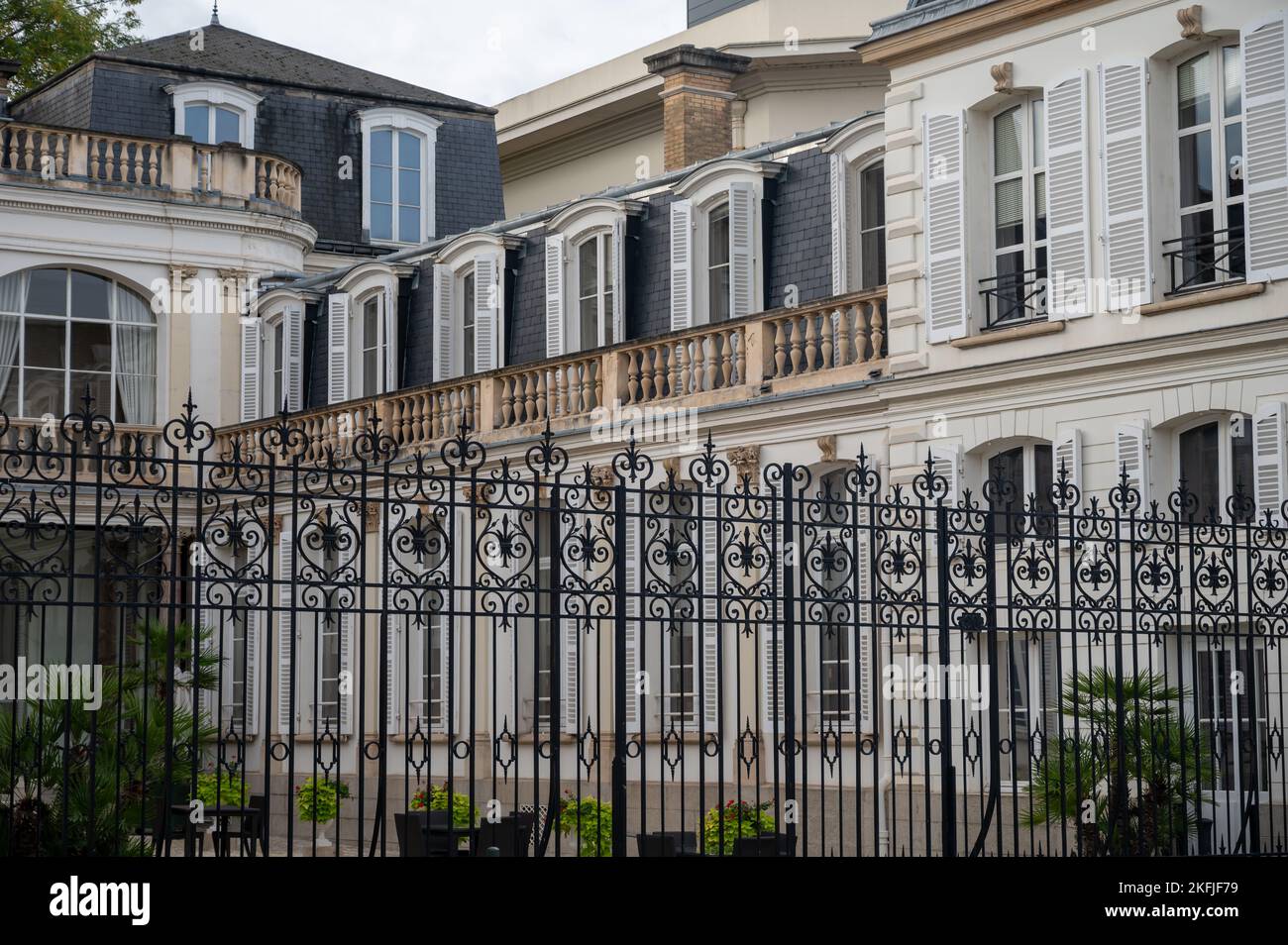 Beautiful French architecture and houses in Champagne sparkling wine making town Epernay