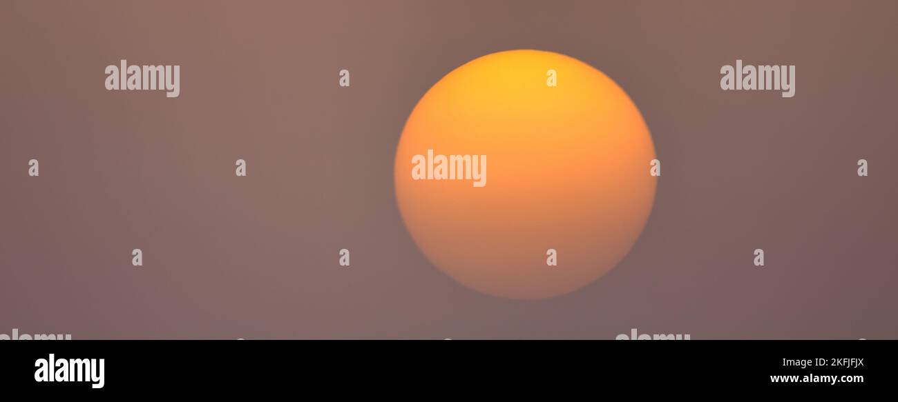 Strong dust storm. The sun shines through the dust. Panorama Stock ...