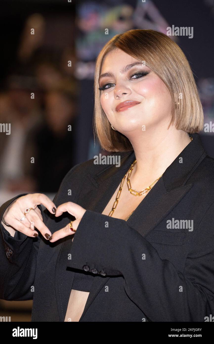Louane attends the 24th NRJ Music at Palais des Festivals, on November ...