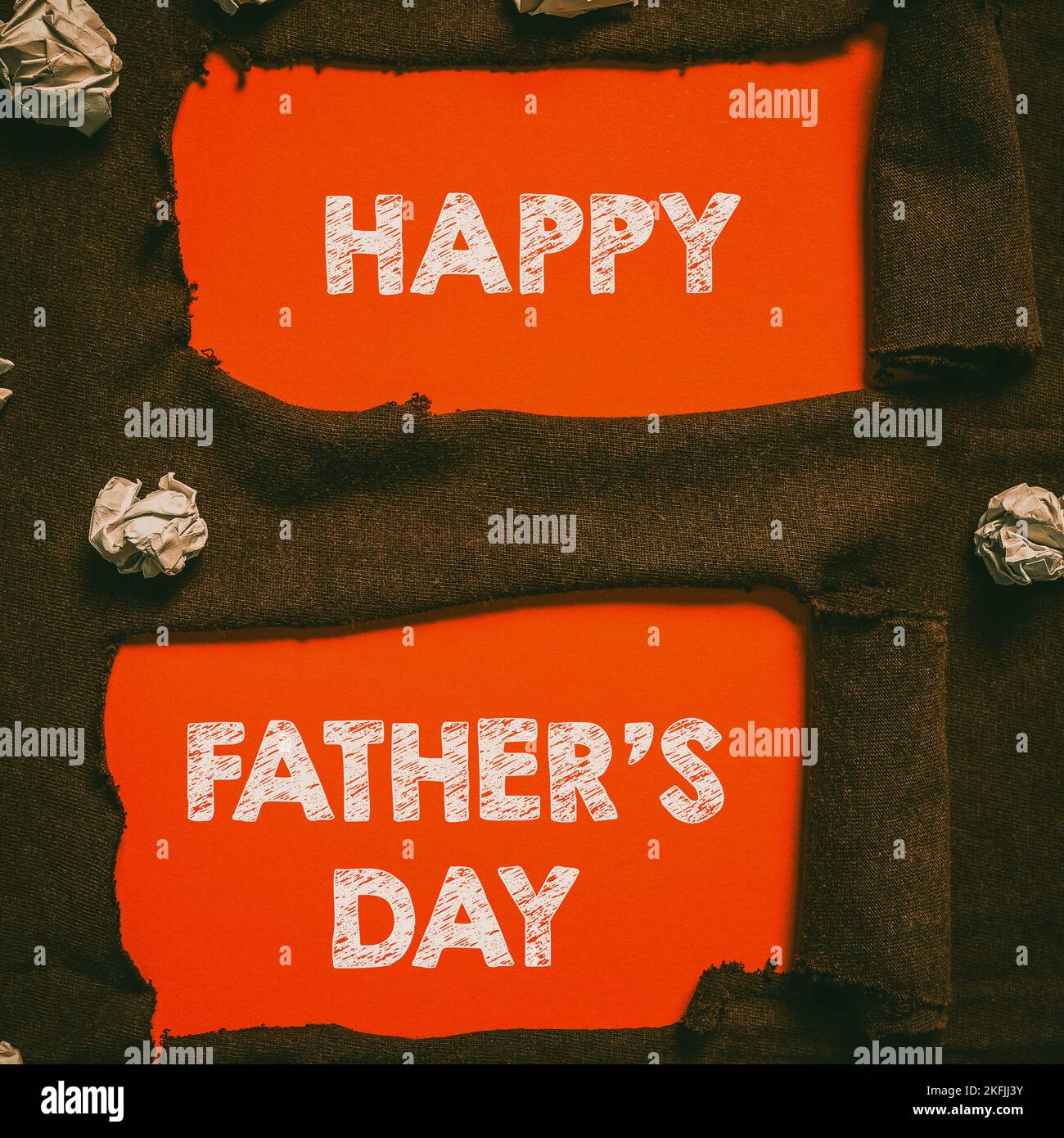 Hand writing sign Happy Father's Day. Word for time of year to celebrate fathers all over the world Stock Photo