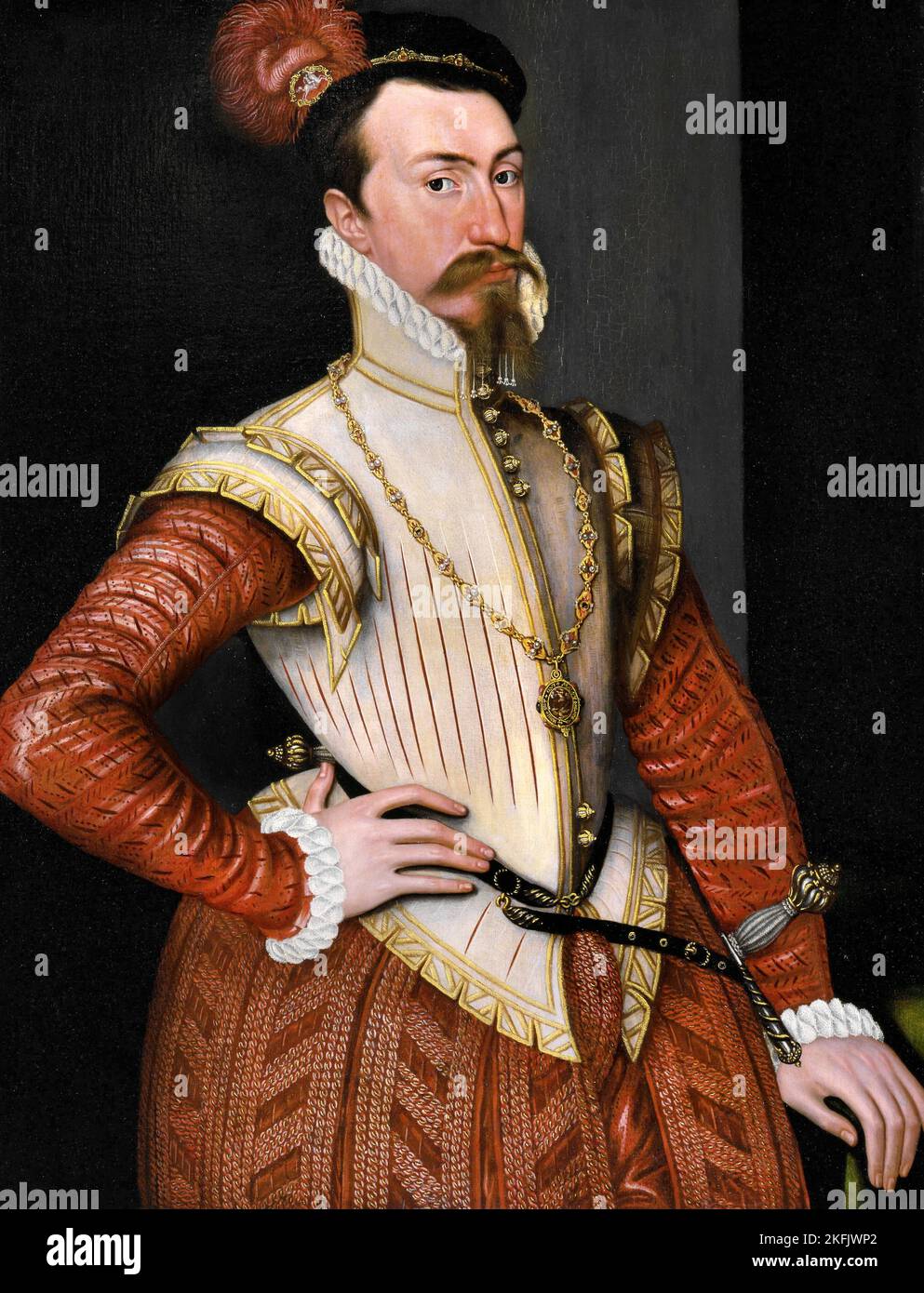 Steven van der Muelen; Robert Dudley, 1st Earl of Leicester; Circa 1560; Oil on panel; Yale Center for British Art, New Haven, USA. Stock Photo