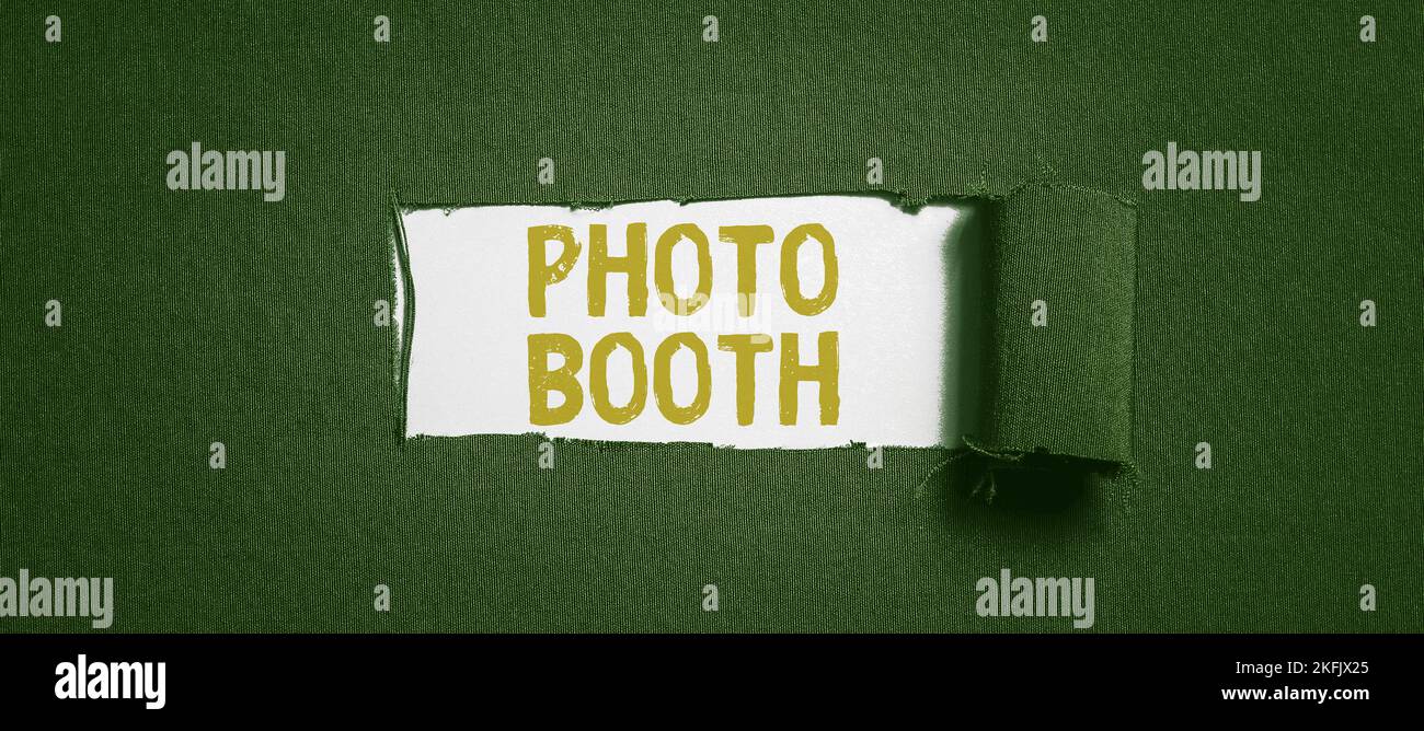 Text Sign Showing Photo Booth. Concept Meaning Form of Photo Sharing and  Publishing in the Format of a Blog Stock Illustration - Illustration of  concept, workplace: 264982580