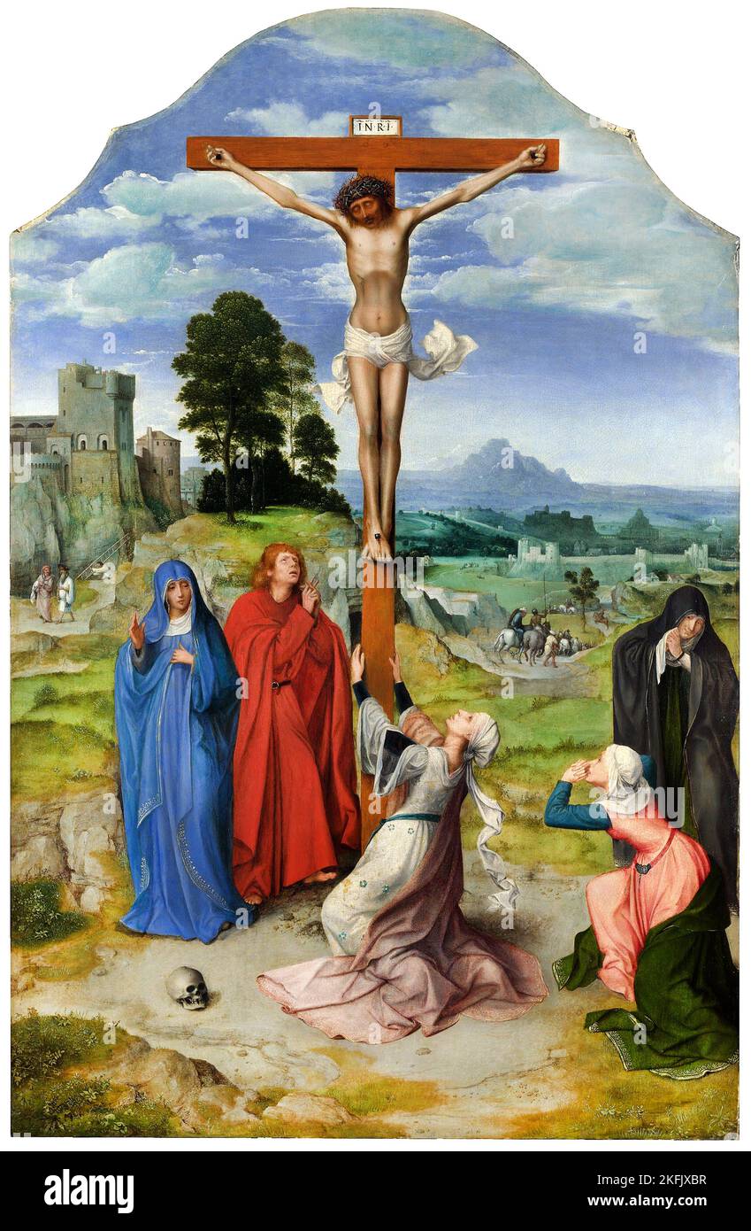 Quinten Metsys; The Crucifixion; Circa 1515; Oil on wood; National Gallery, London, UK. Stock Photo