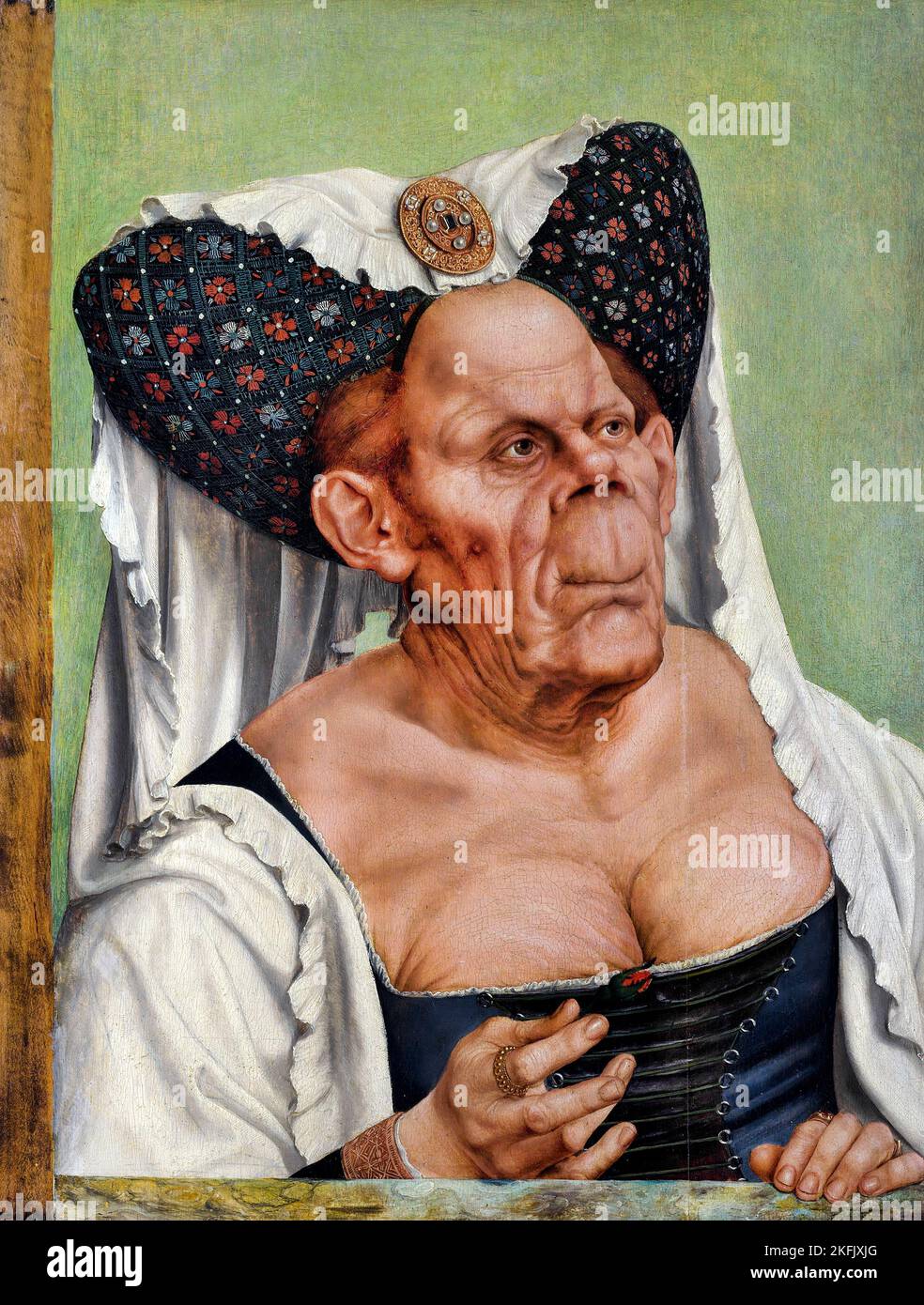 Quinten Metsys; An Old Woman; The Ugly Duchess; 1513; Oil on wood; National Gallery, London, UK. Stock Photo